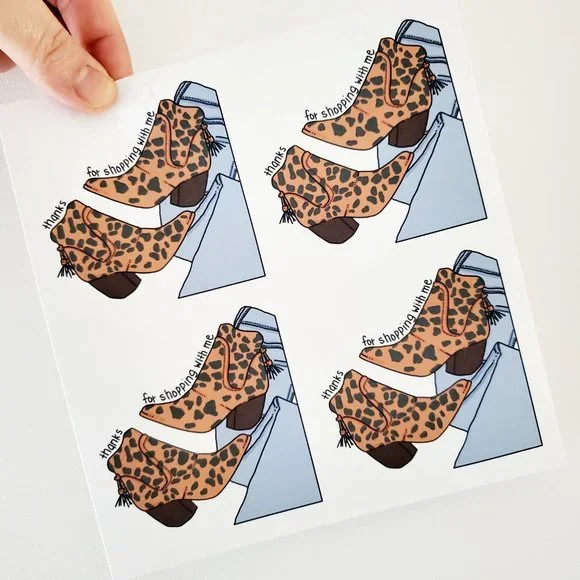 LB069 Animal Print Ankle Booties Poshmark Sticker Sheets [Price Firm] - Picture 5 of 8